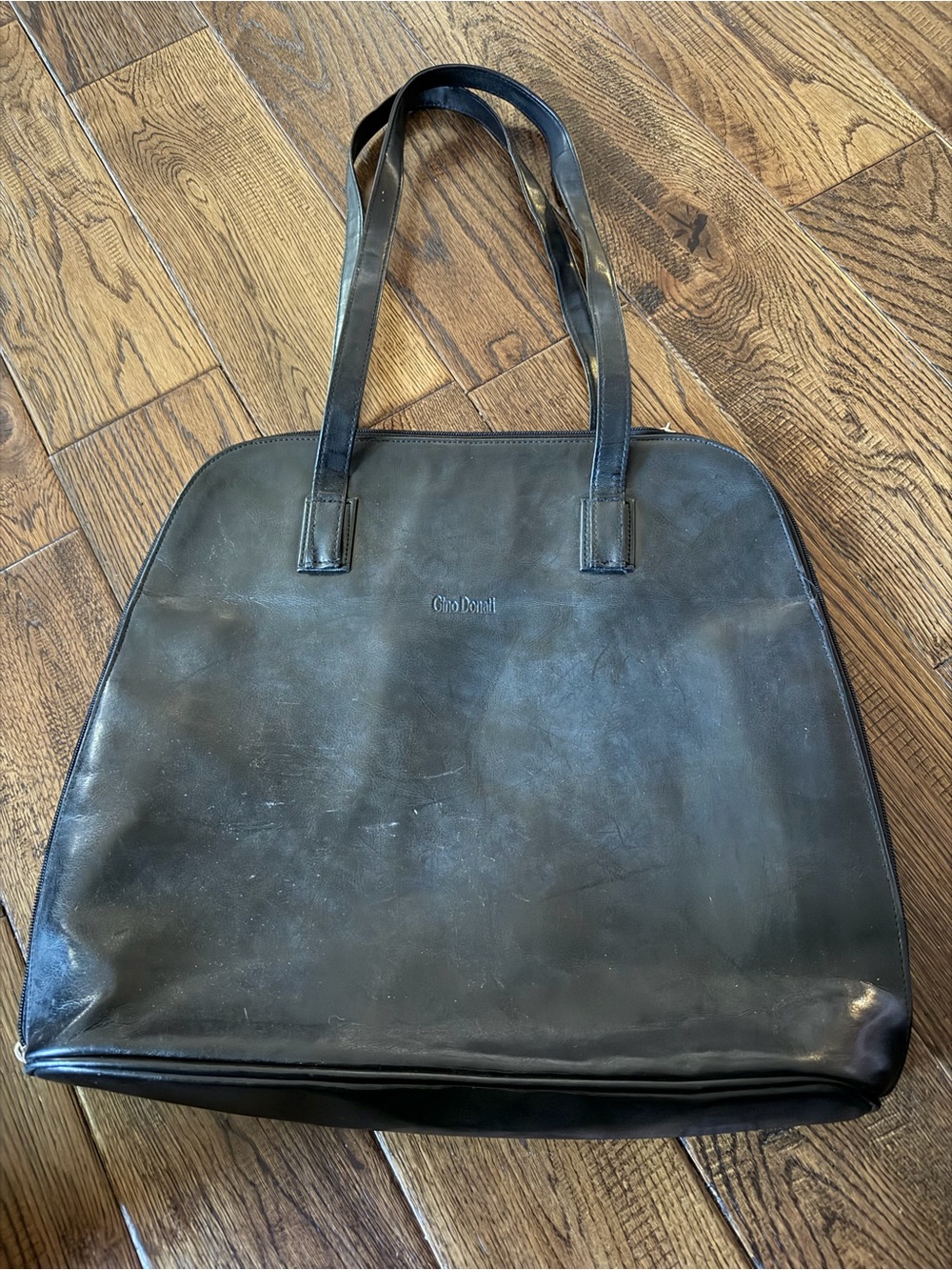 GINO DINATI Black Leather Tote Bag - - Classic Everyday Carry